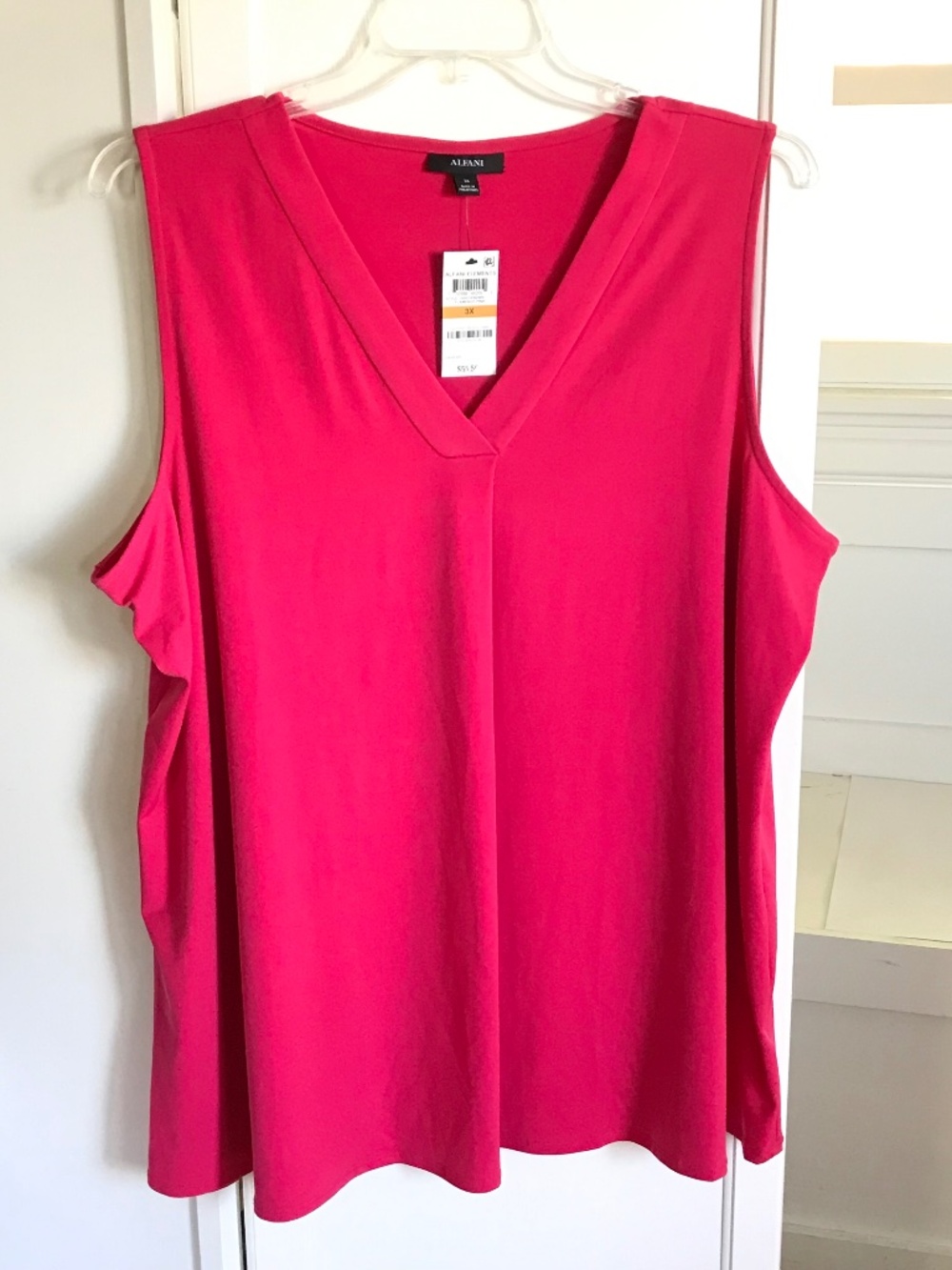 ALFANI Sleeveless Blouse Pink Tunic V Neck Top Women’s Plus Size 3X NWT